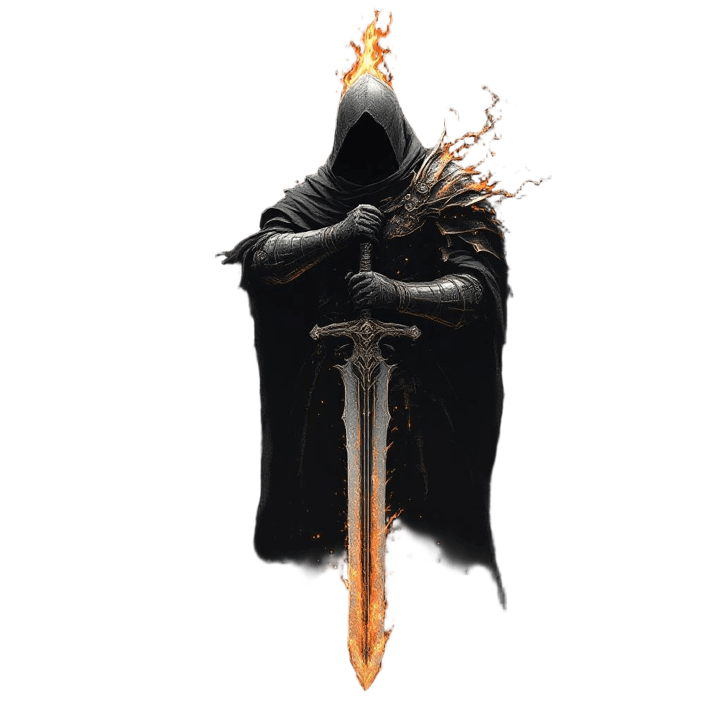 A Knight of the Abyss Watchers with a Flaming Greatsword