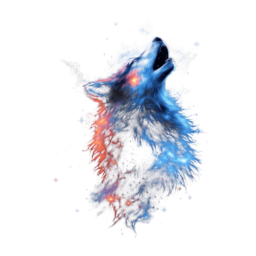 A Wolf Howling with a Galaxy Nebula Forming From Its Howl
