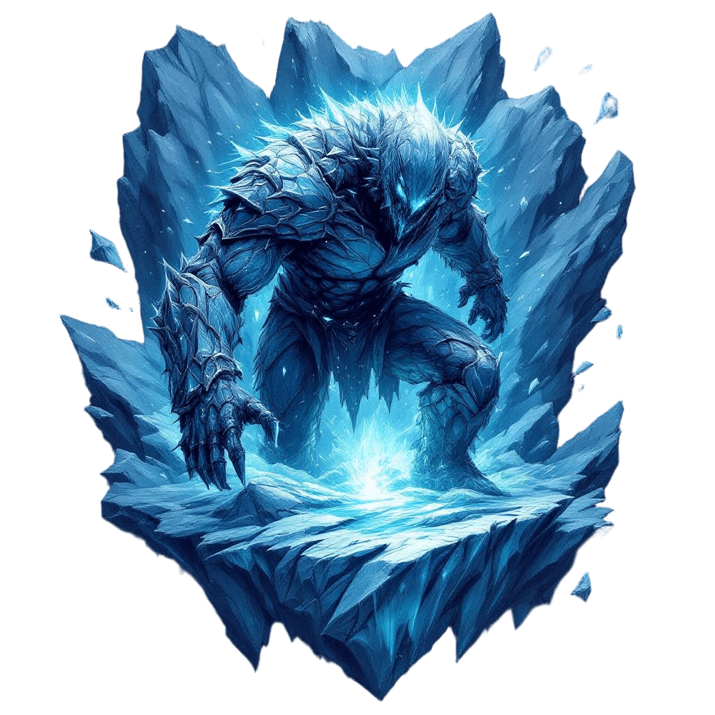 An Ice Golem Emerging From a Glacier