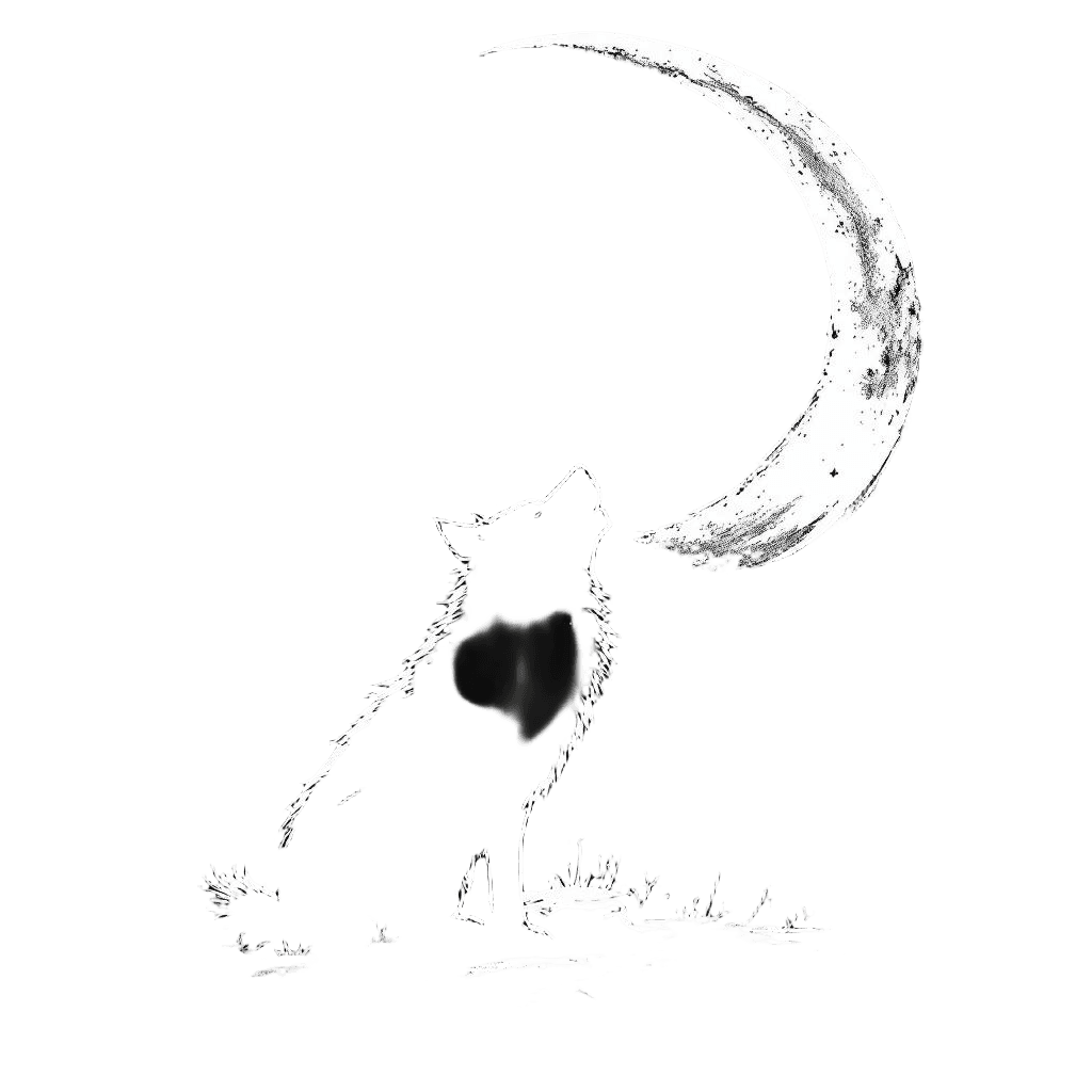 A Wolf Howling at a Crescent Moon