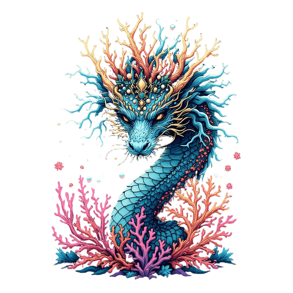 A Sea Dragon with a Crown of Living Coral and Pearls