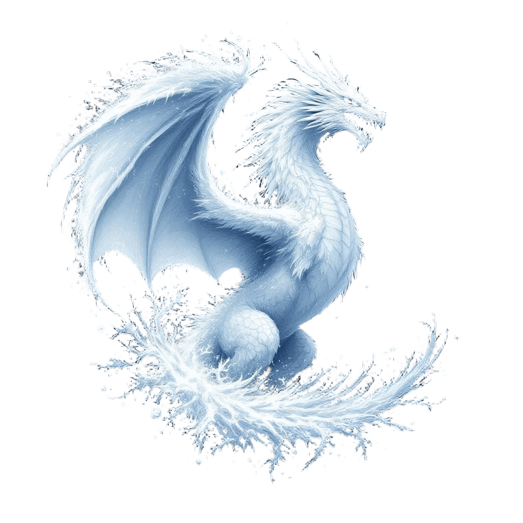 A White Dragon Creating a Blizzard with Each Wing Beat