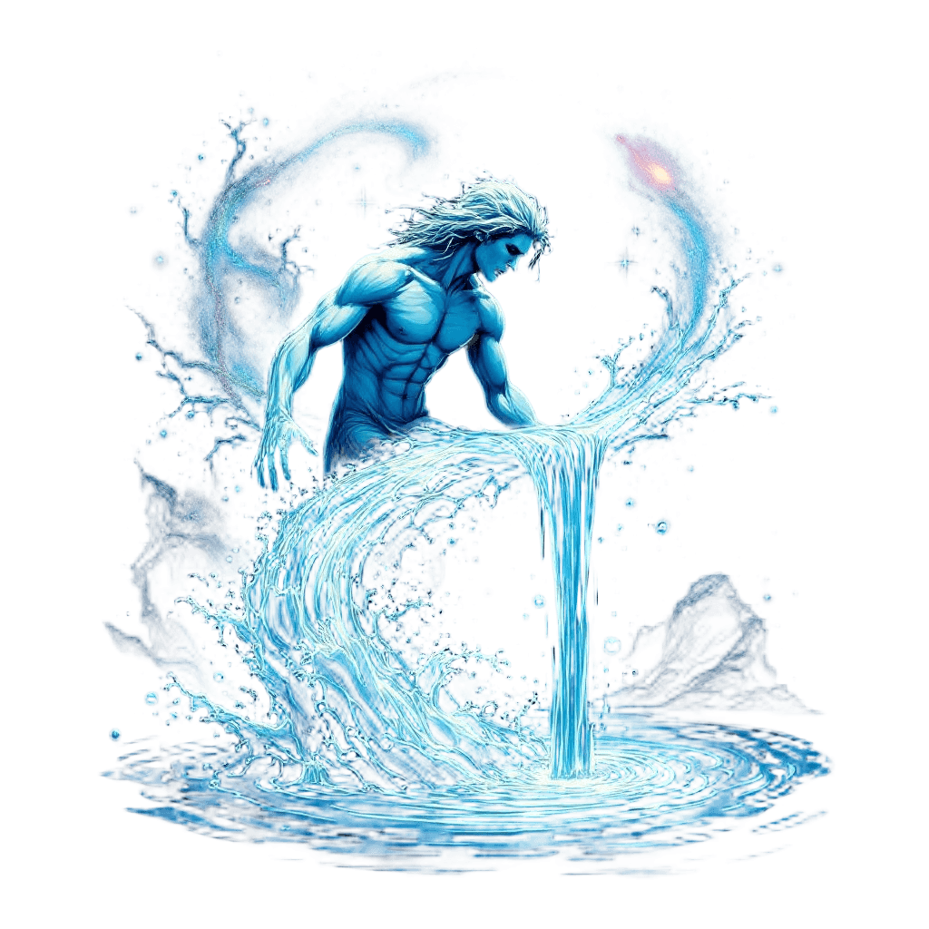 Aquarius the Water Bearer Pouring Cosmic Water That Becomes a Galaxy River
