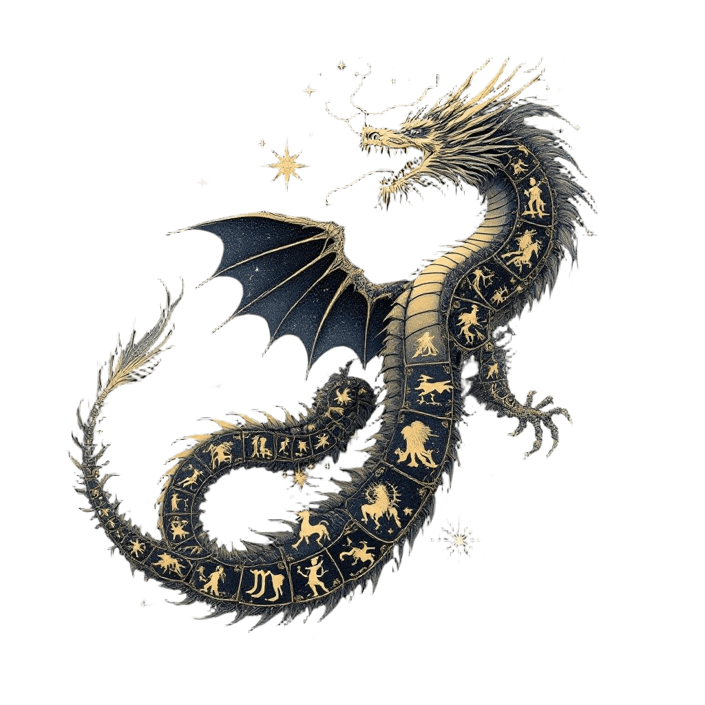 A Dragon with Scales Containing All 12 Zodiac Signs