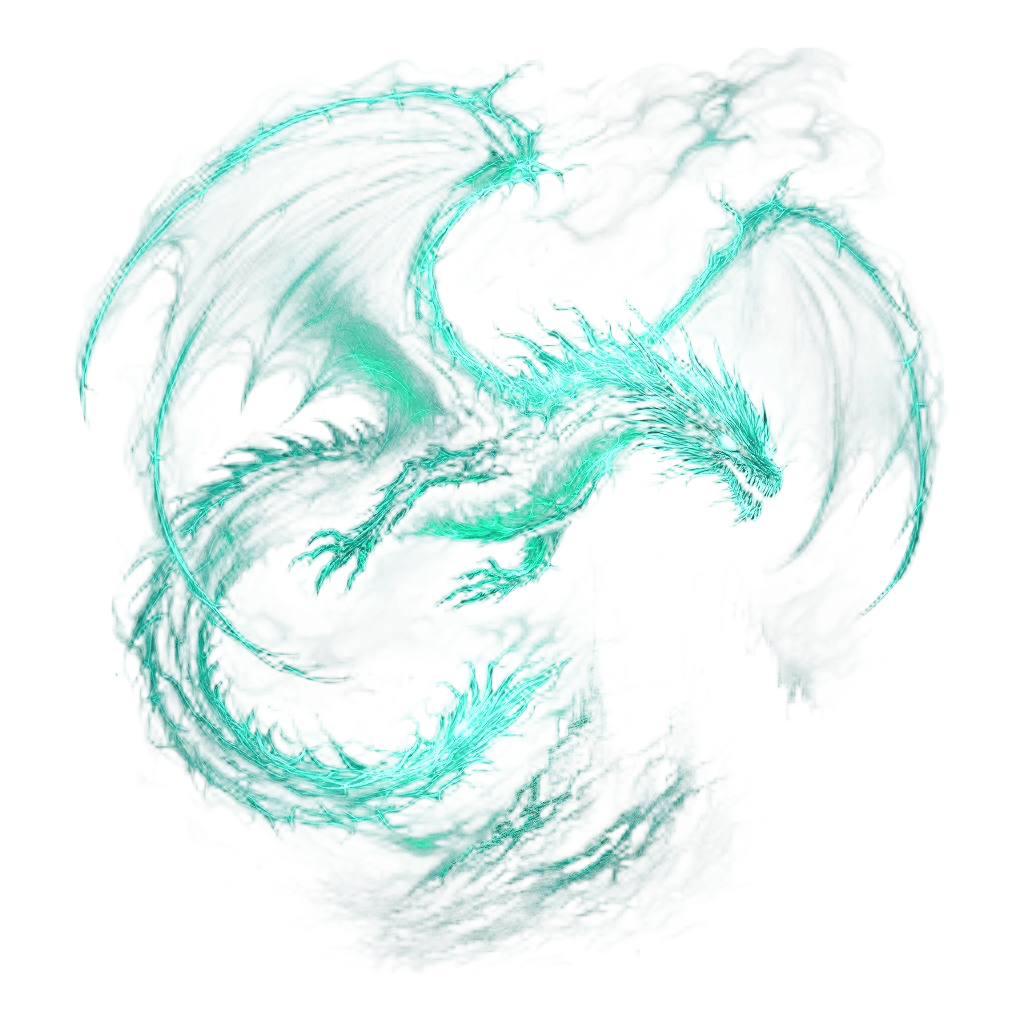 A Ghostly Translucent Dragon Flying Through a Haunted Castle