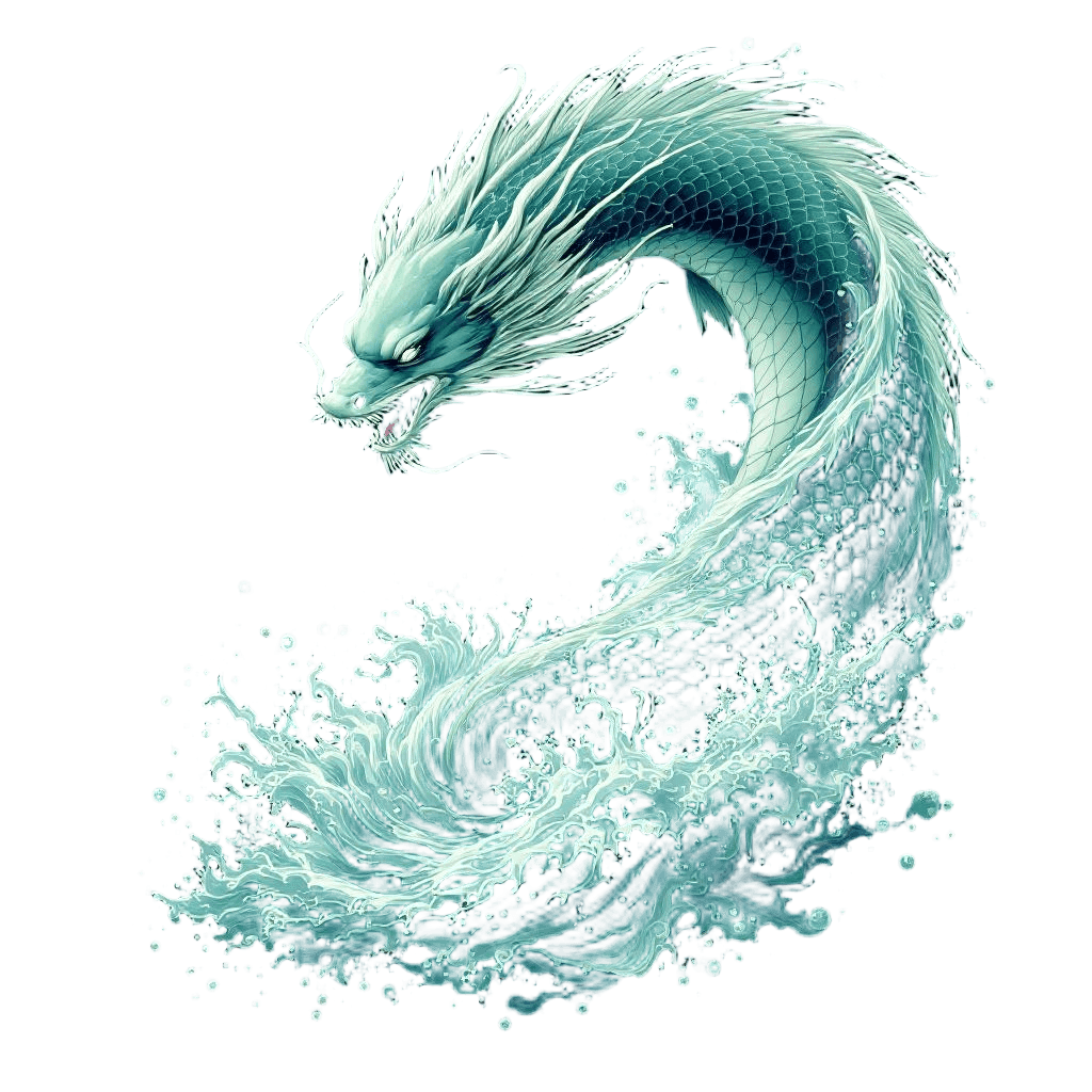 A Jade Koi Fish Leaping Up a Waterfall