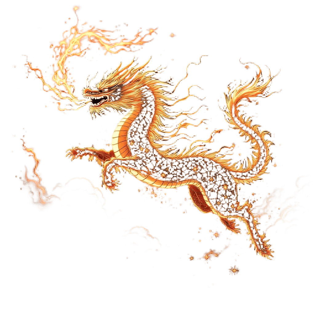 A Chinese Kirin (Qilin) Running Across the Sky Leaving Trails of Celestial Fire