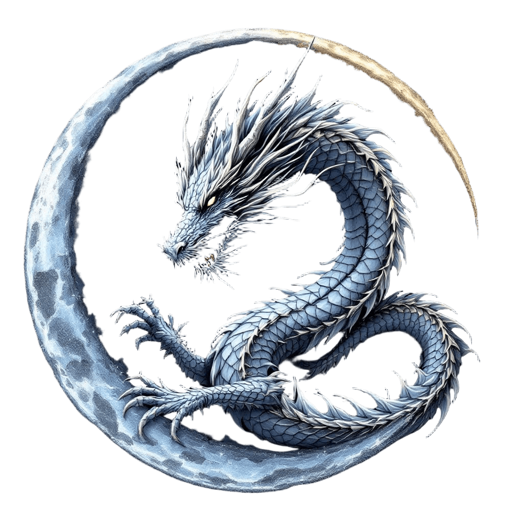 A Dragon with Silver Scales Reflecting Moonlight