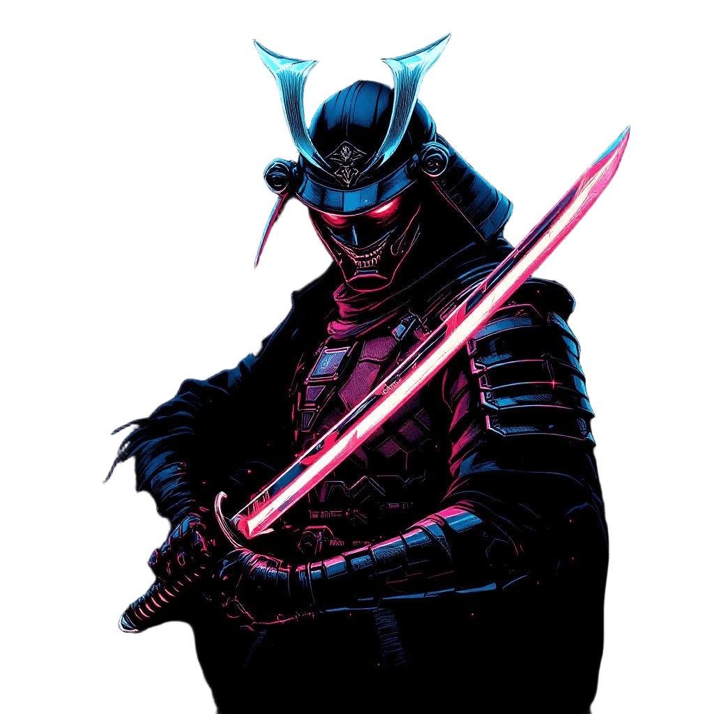 A Cyberpunk Samurai with a Neon-edged Katana