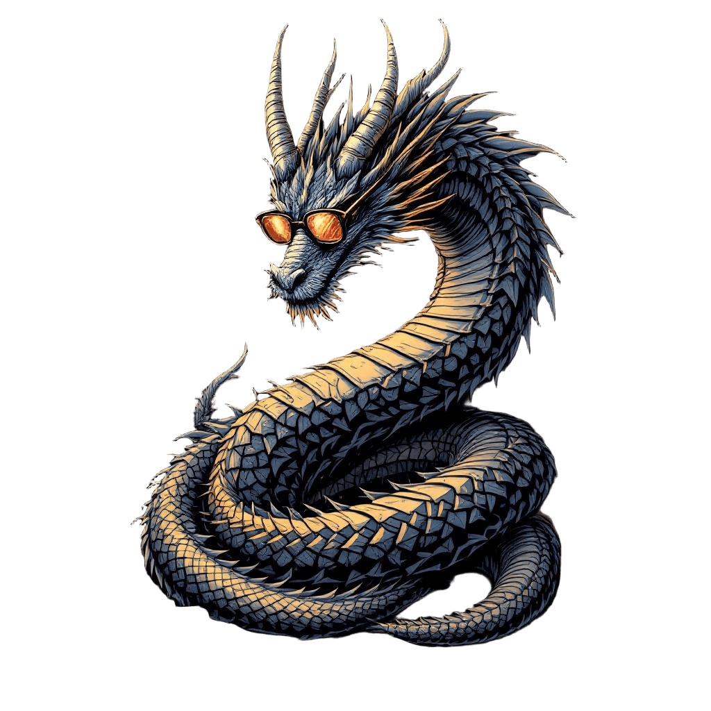 An Ancient Dragon Coiled in a Library of Scrolls