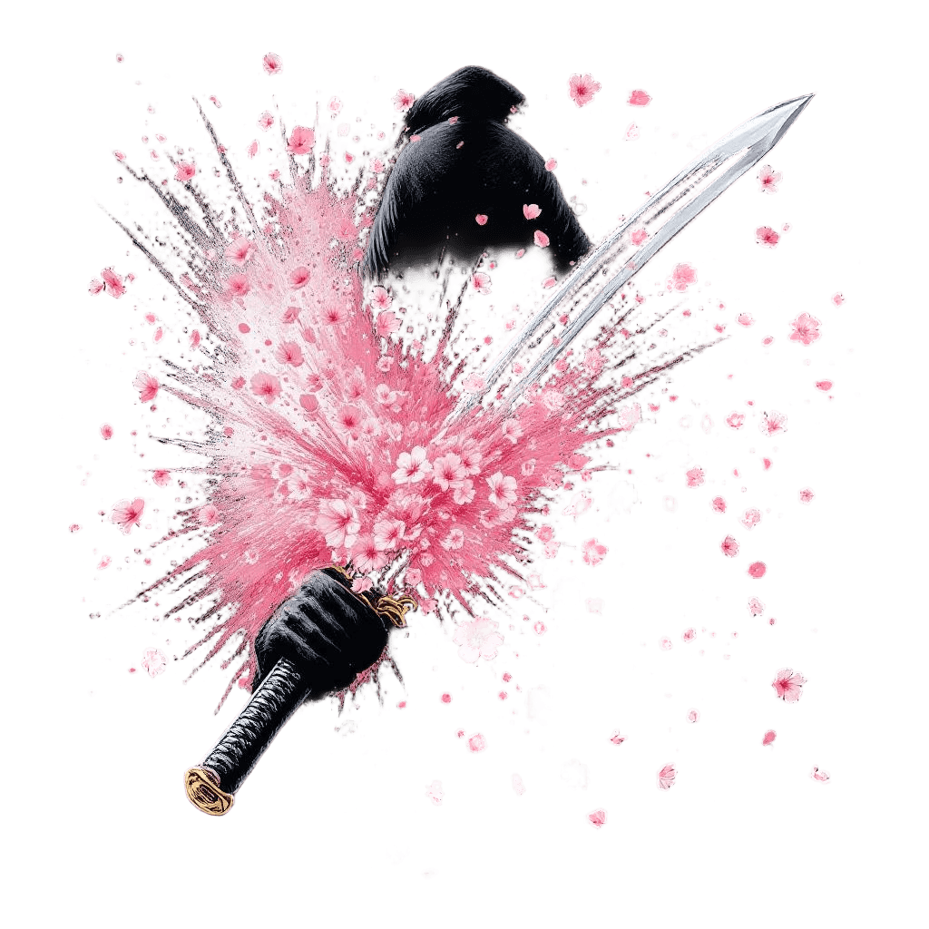 A Ronin's Katana Slash Releasing an Explosion of Cherry Blossom Petals