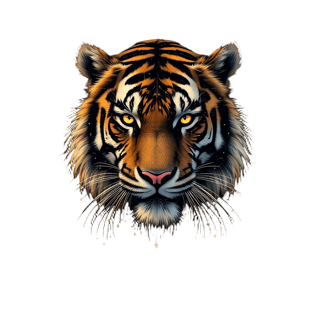 A Tiger with Stripes Made of Flowing Star Constellations