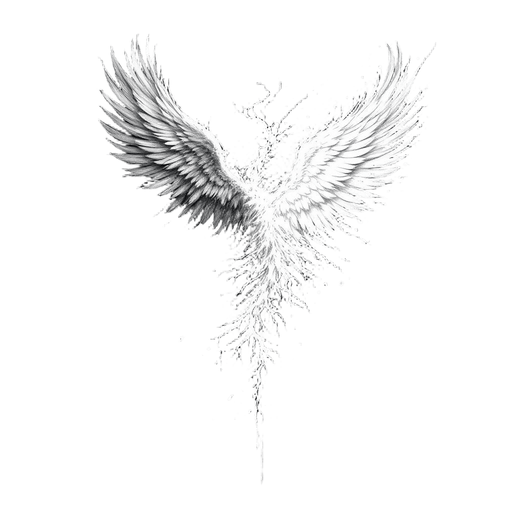 An Angel with Wings Turning From White to Black