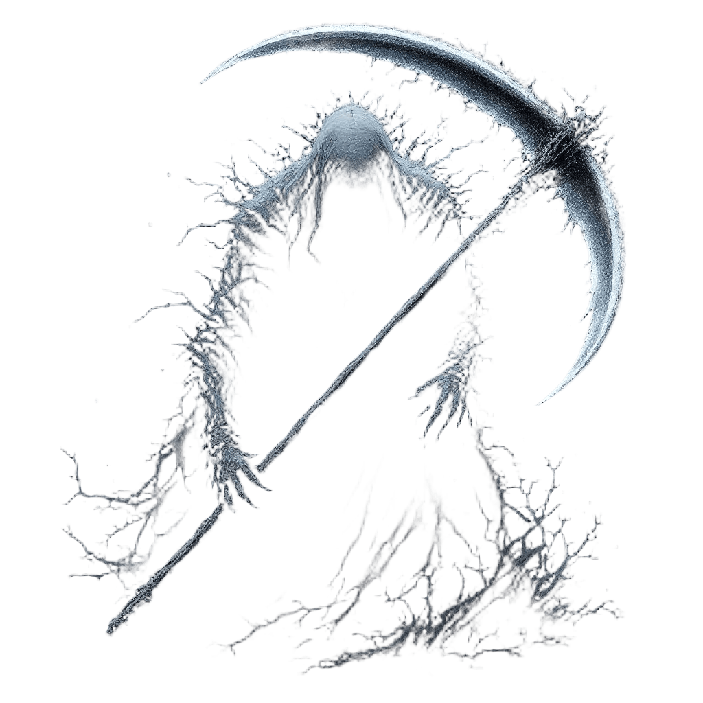 A Shadow Entity Wielding a Massive Scythe Made of Darkness Itself