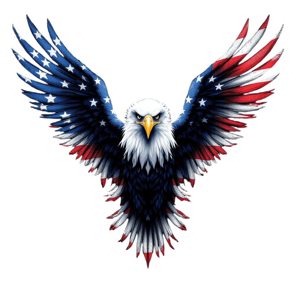 A Bald Eagle with Wings That Fade Into an American Flag Pattern