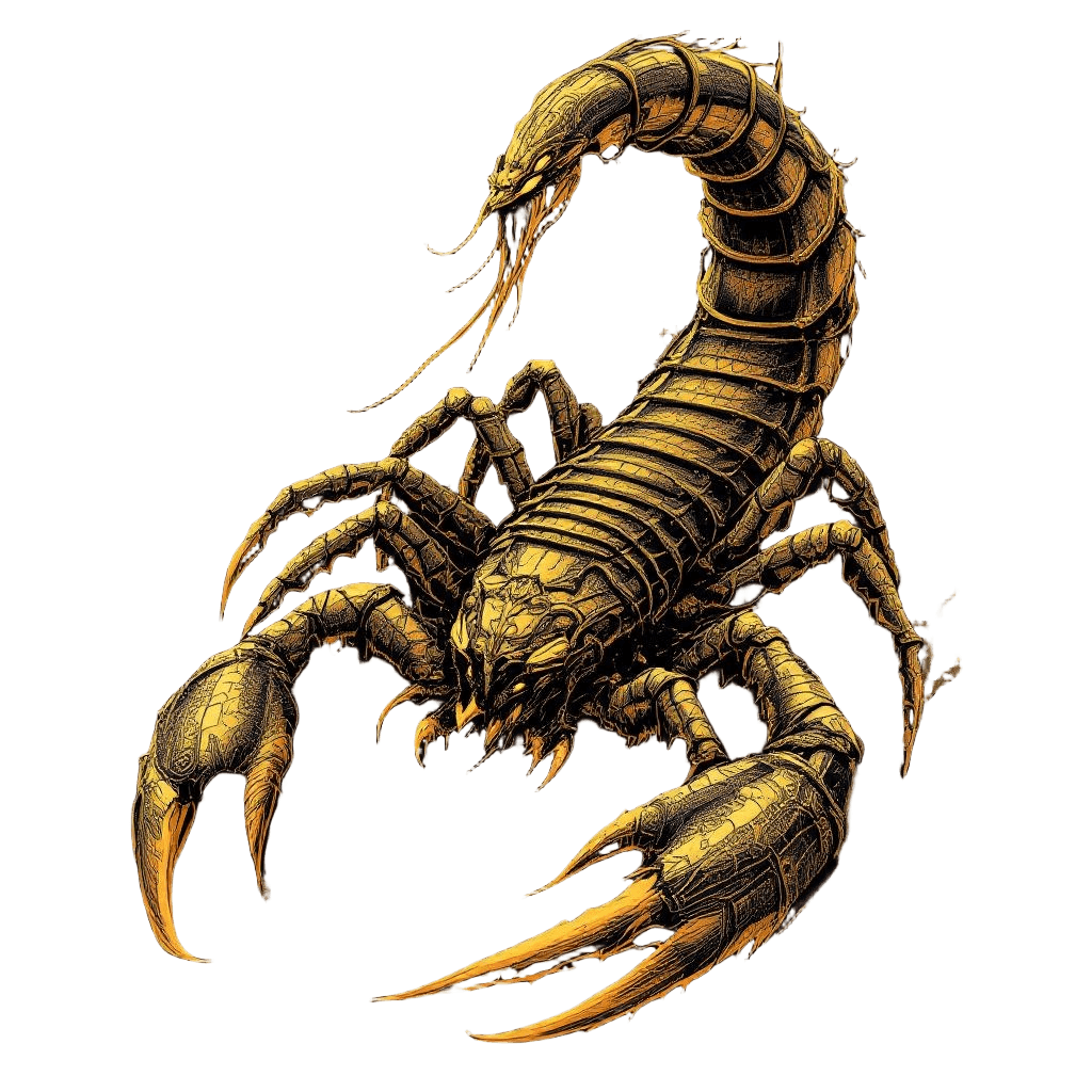 A Giant Emperor Scorpion in Golden Samurai Armor