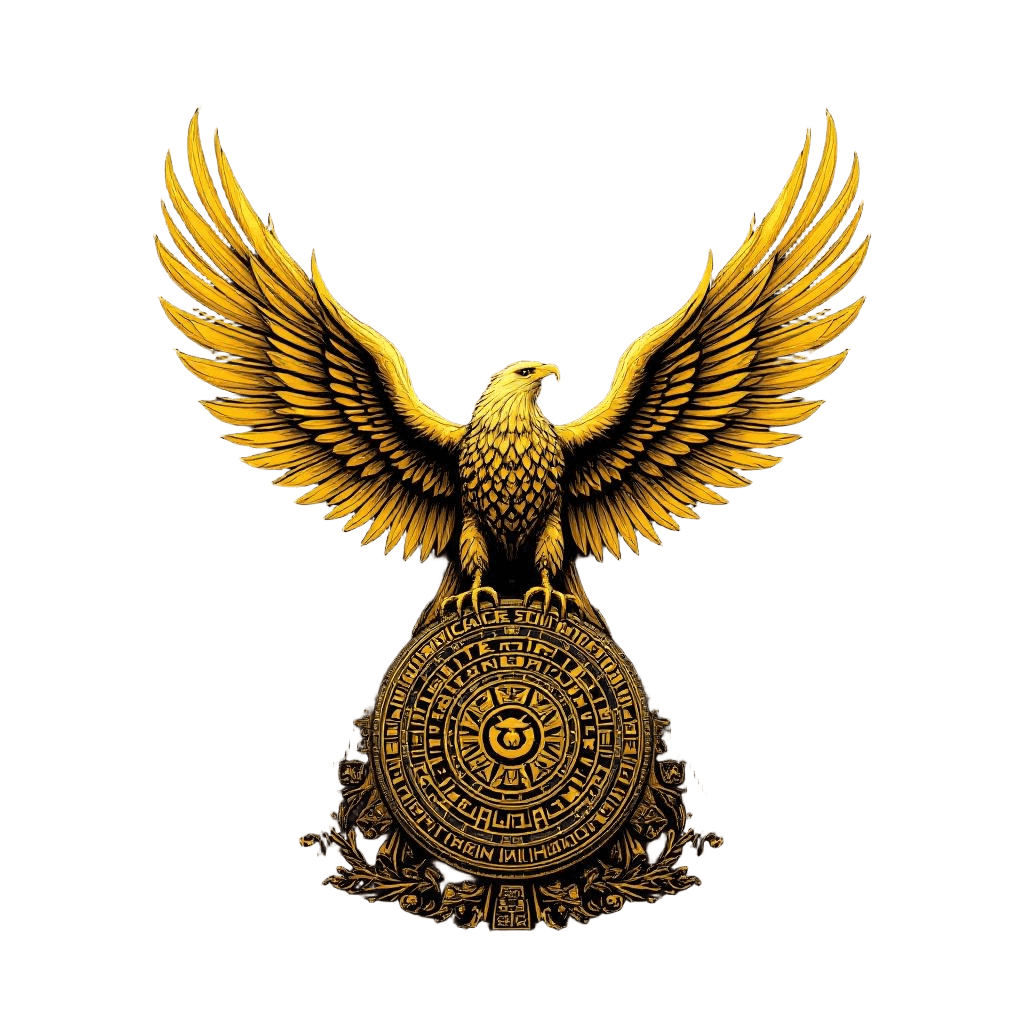 A Golden Eagle Perched on the Aztec Sun Stone