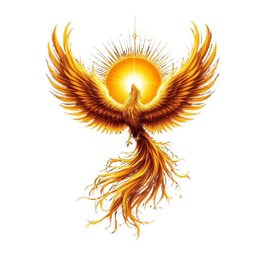 A Golden Phoenix Rising with the Sunrise