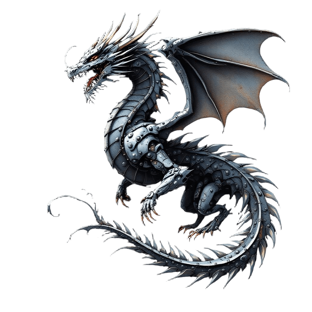 A Dragon Made of Industrial Iron and Steel
