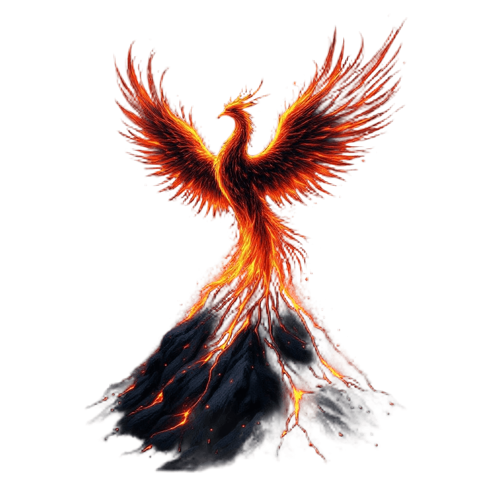 A Phoenix Made of Volcanic Lava and Ash