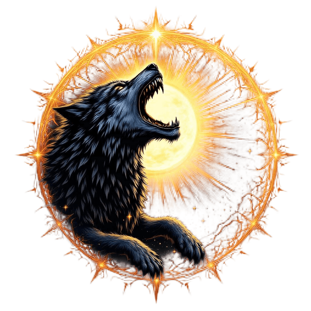 Skoll the Wolf About to Devour the Sun at Ragnarok