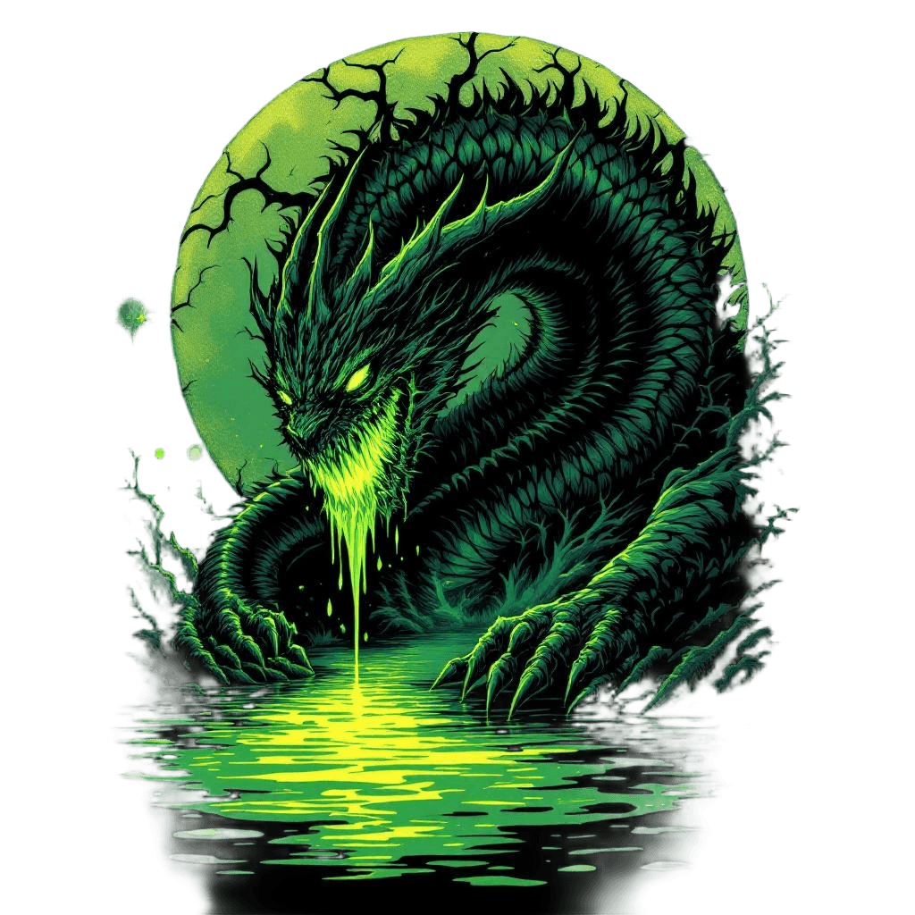A Venomous Green Wyvern Lurking in a Toxic Swamp