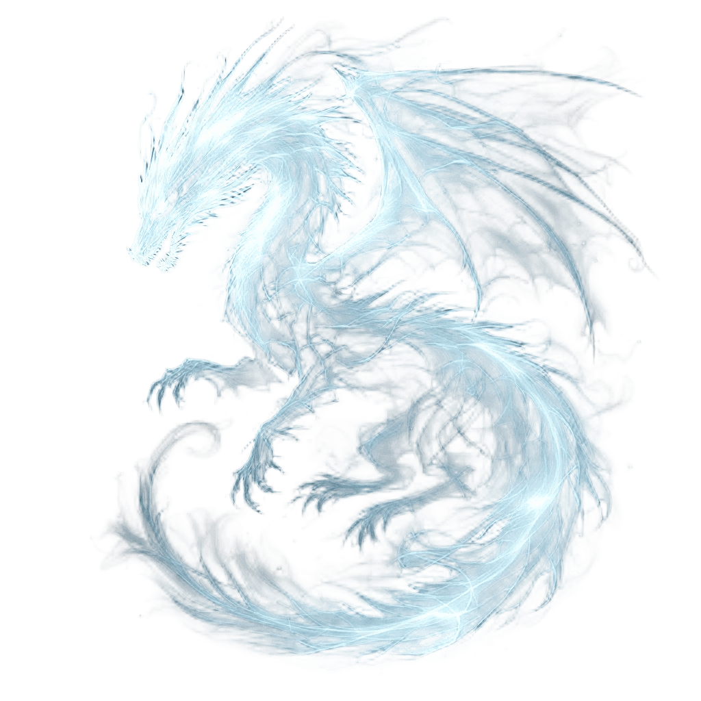 A Ghostly Transparent Dragon Made of Swirling Mist and Moonlight