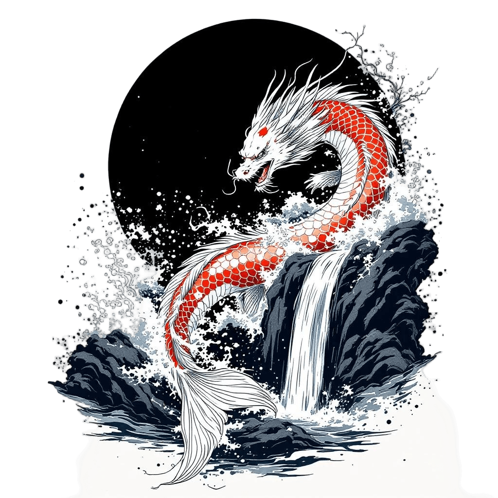 A Koi Fish Mid-transformation Into a Dragon