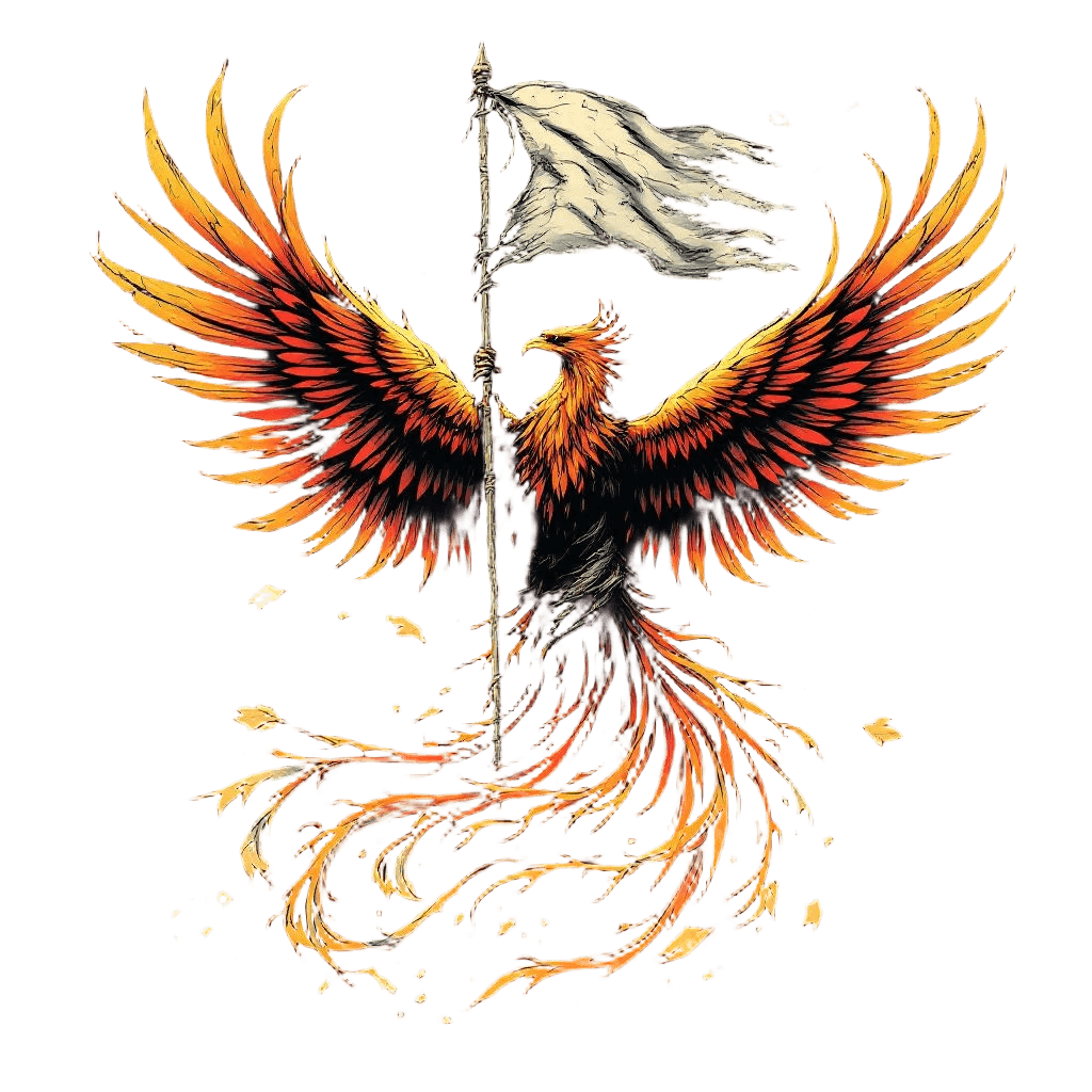 A War Phoenix Carrying a Tattered Battle Flag