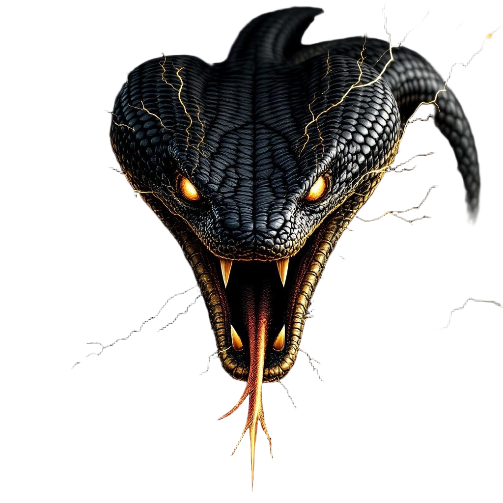 A King Cobra at the Moment of Strike