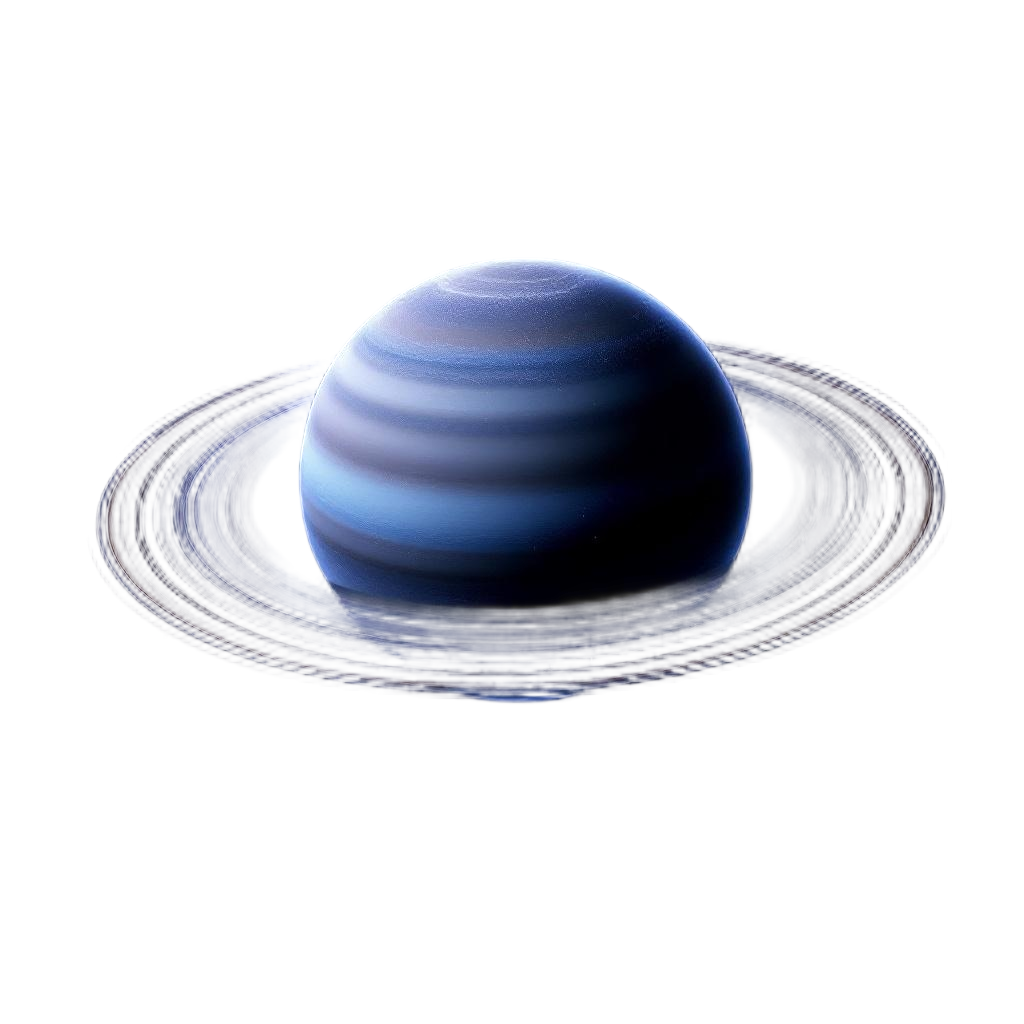The planet Uranus with its unique sideways rings beautifully illuminated, ice gi