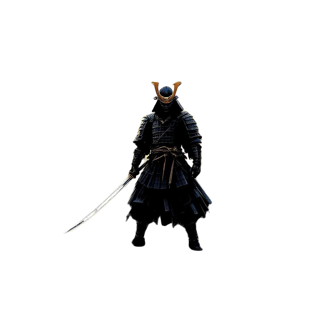 A samurai standing on the moon's surface, Earth rising behind, katana reflecting