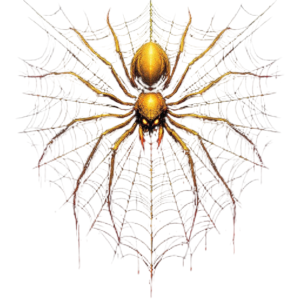 A Massive Venomous Spider in the Center of an Elaborate Glowing Web