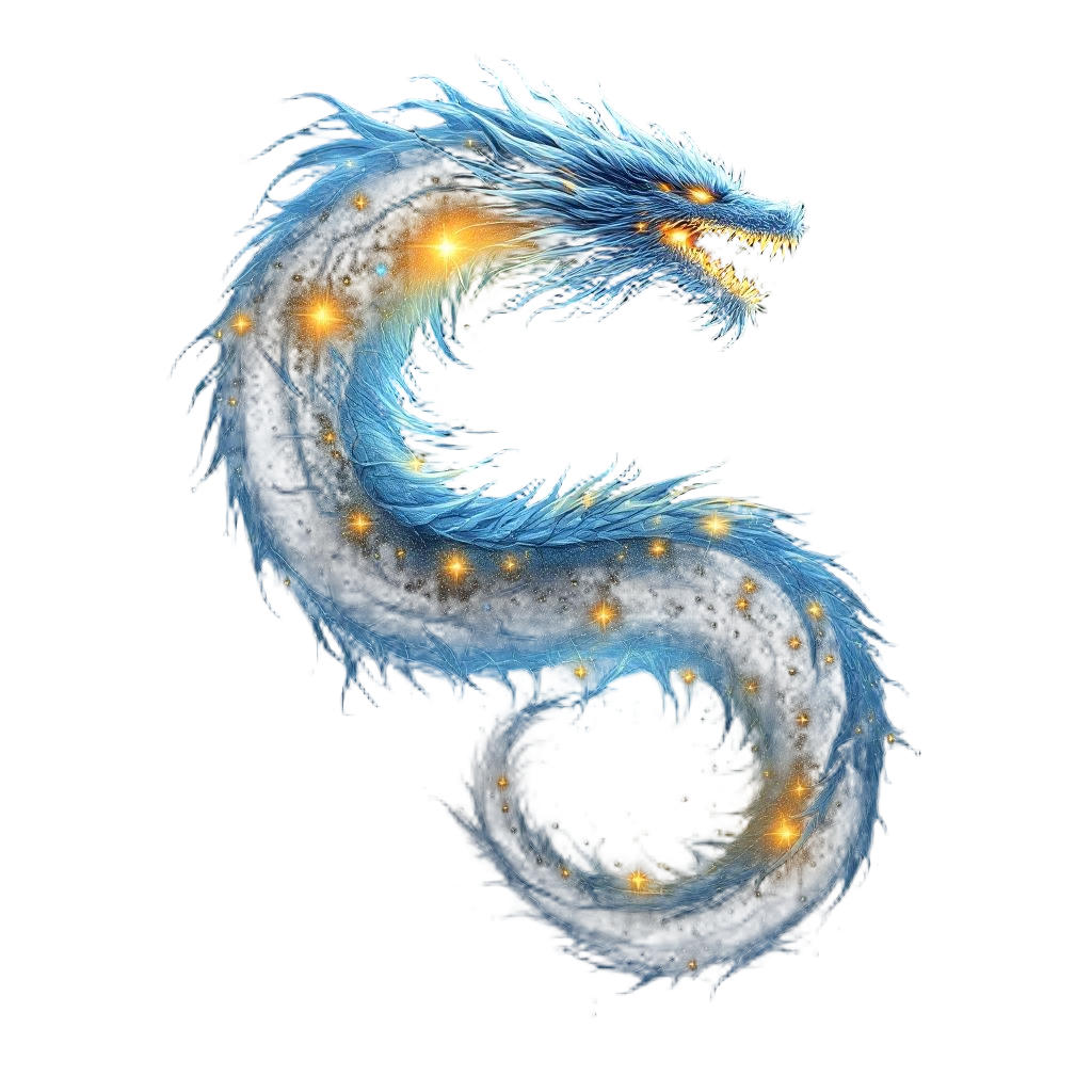 A dragon made of pure cosmic void, stars visible through its translucent body, c