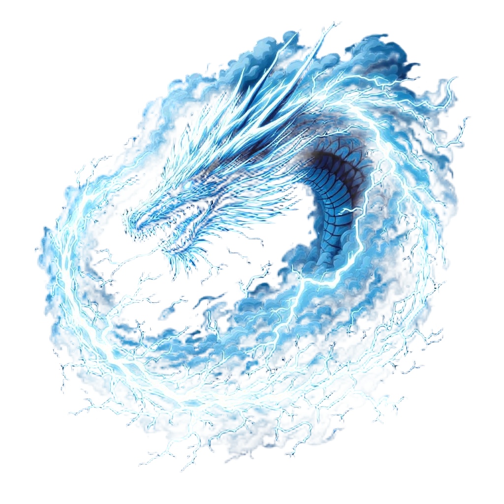 A dragon made of storm clouds and lightning, flying through a thunderstorm it cr