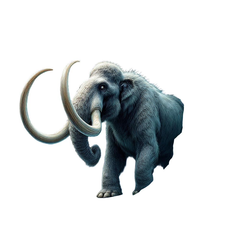 A perfectly preserved mammoth visible inside a glacial ice wall, frozen in time,