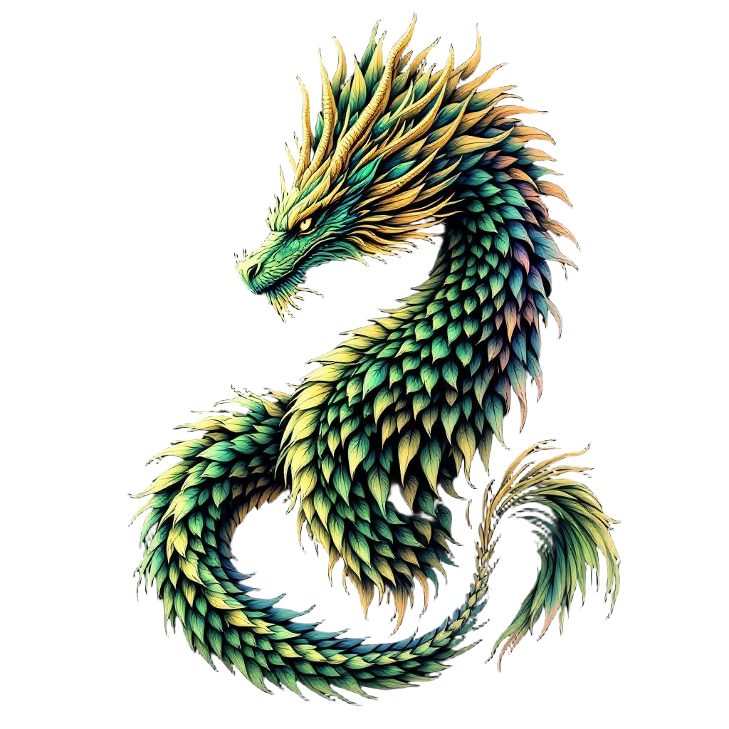 A feathered serpent dragon combining Quetzalcoatl and European dragon, iridescen