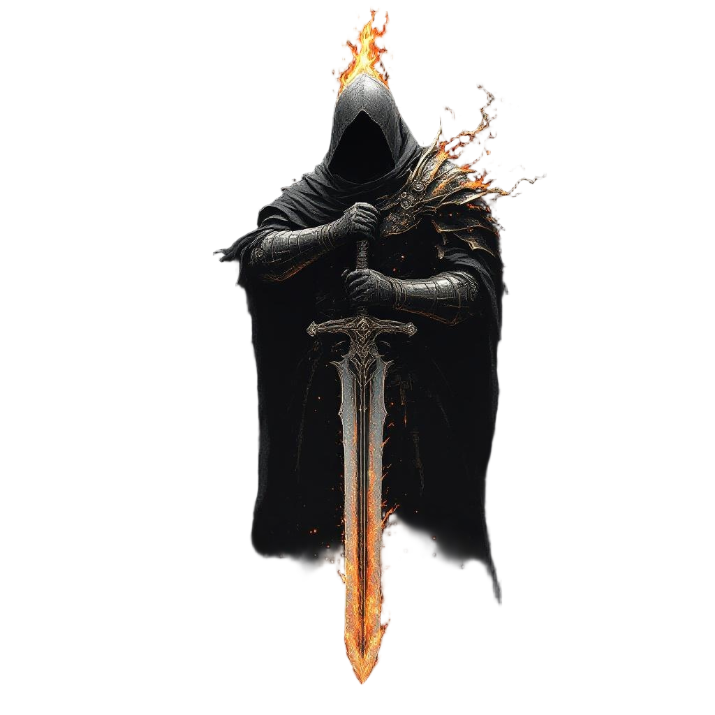 A Knight of the Abyss Watchers with a Flaming Greatsword