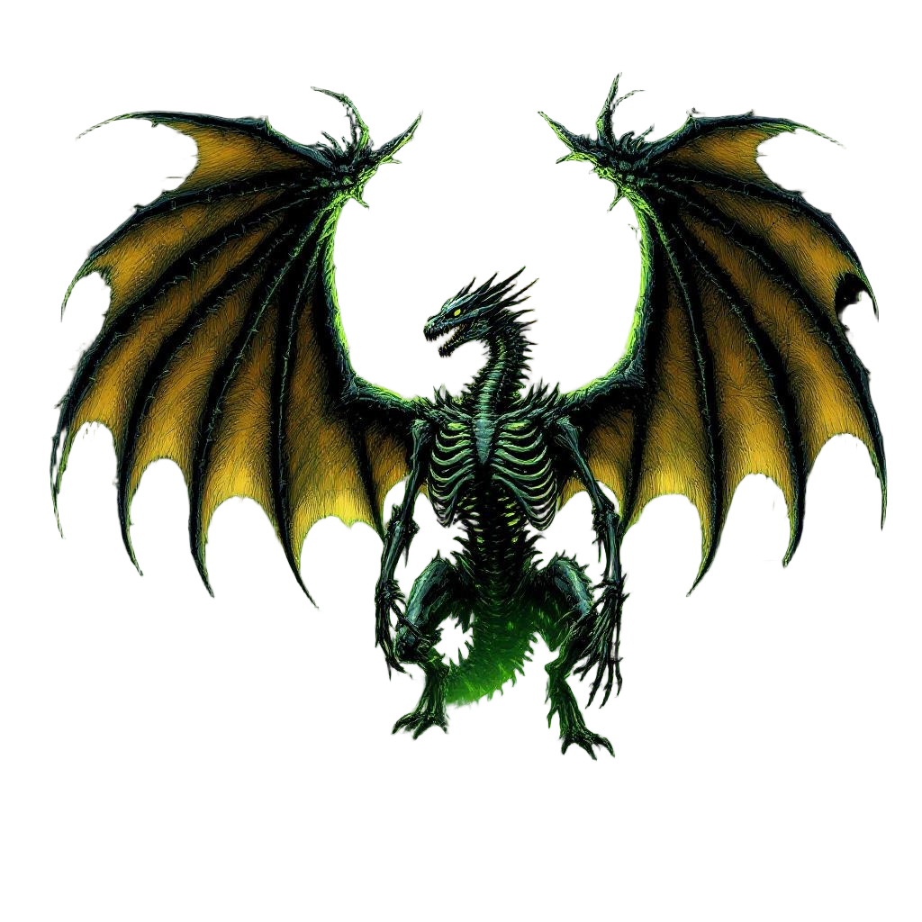 A massive bone dragon rising from an ancient graveyard, skeletal wings spread, g