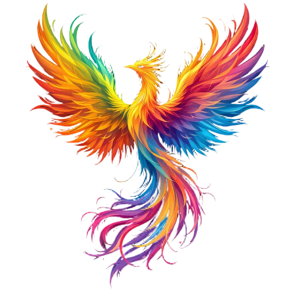 A phoenix existing in multiple realities simultaneously, overlapping forms in di