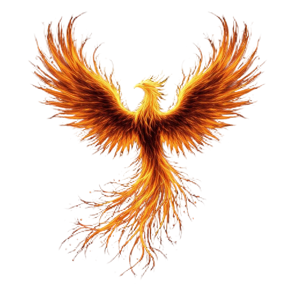A phoenix made of shadow fire — dark flames that consume light, inverted phoenix
