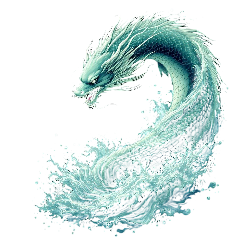 A jade koi fish leaping up a waterfall, transforming into a dragon at the top, C