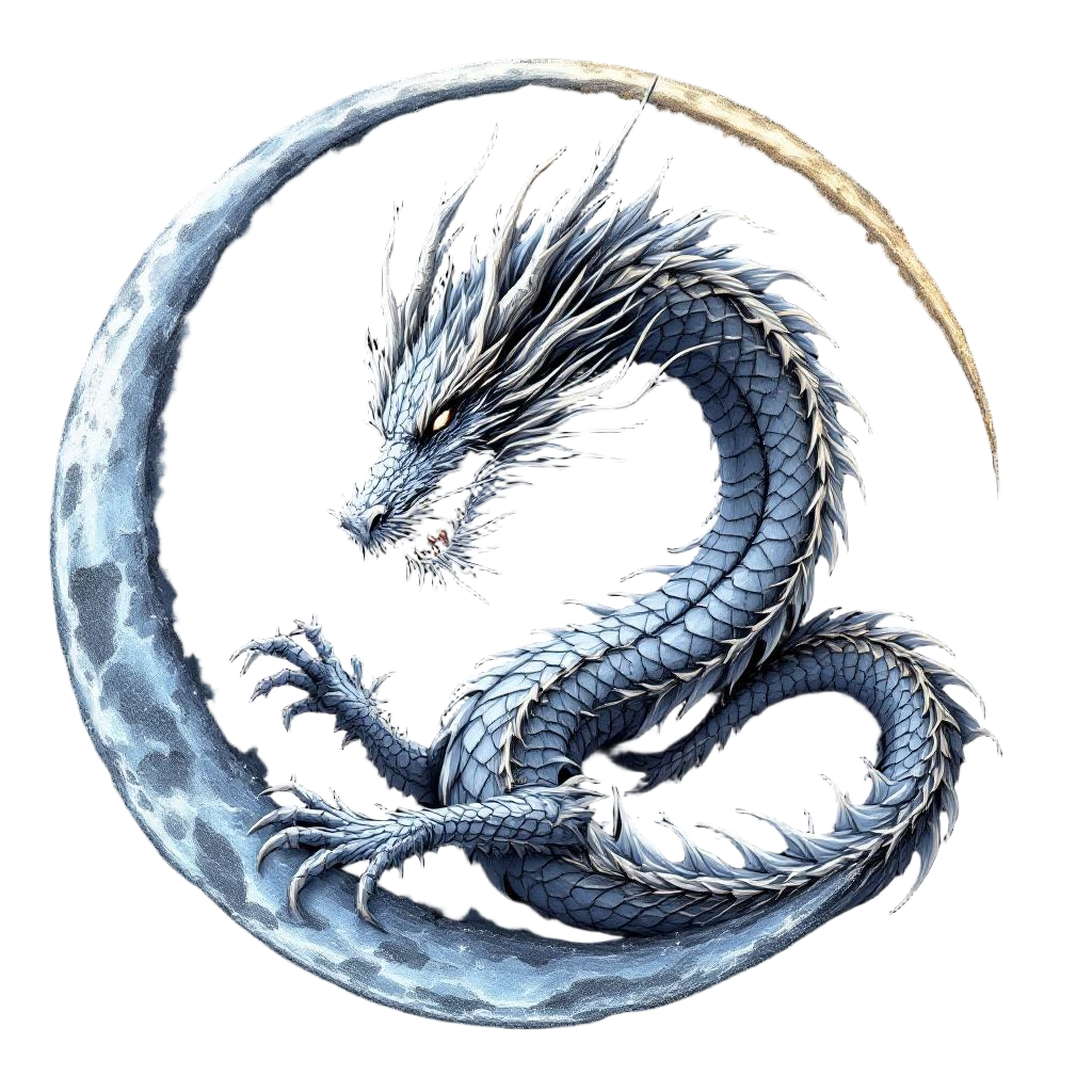 A Dragon with Silver Scales Reflecting Moonlight