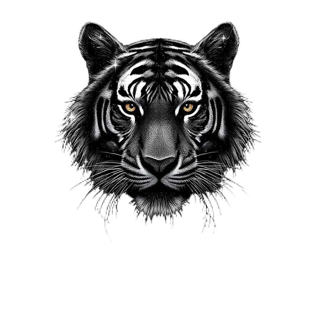 A tiger made of stars and constellations, celestial big cat, cosmic Chinese whit