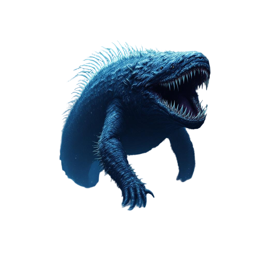 A massive leviathan in the deepest ocean trench, bioluminescent markings, crushi