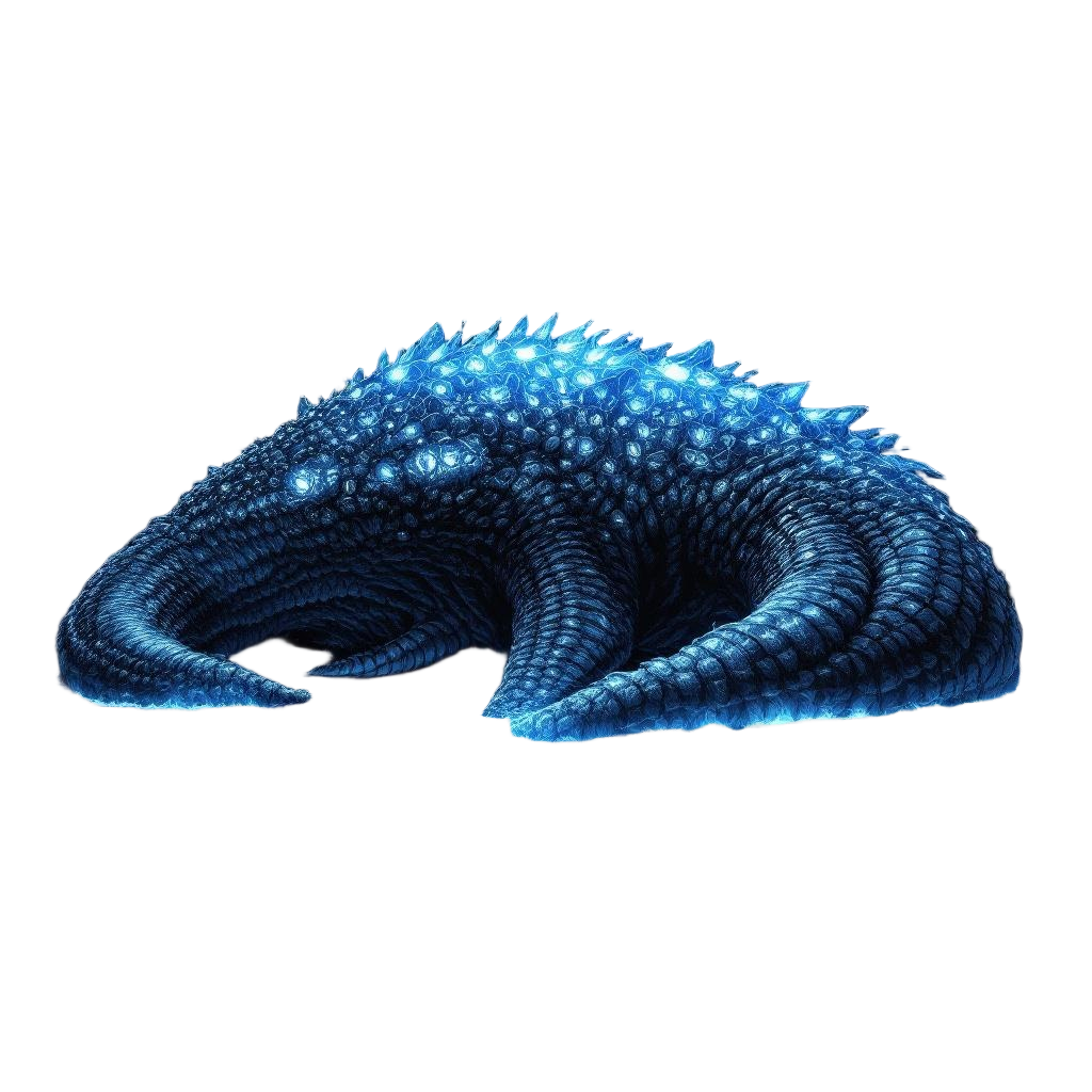 A massive leviathan resting on the ocean floor, bioluminescent patterns, ancient