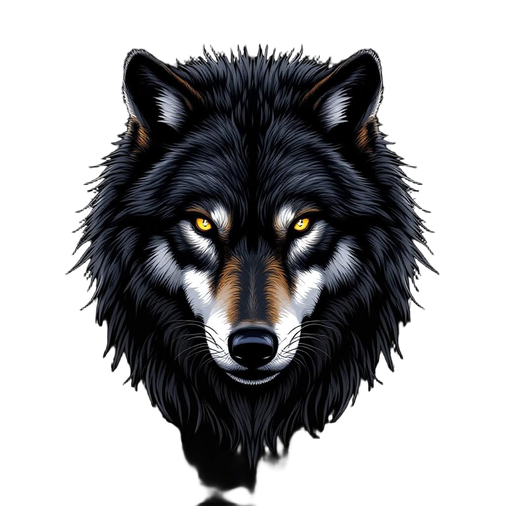 An alpha wolf asserting dominance, hackles raised, piercing golden eyes, the ult