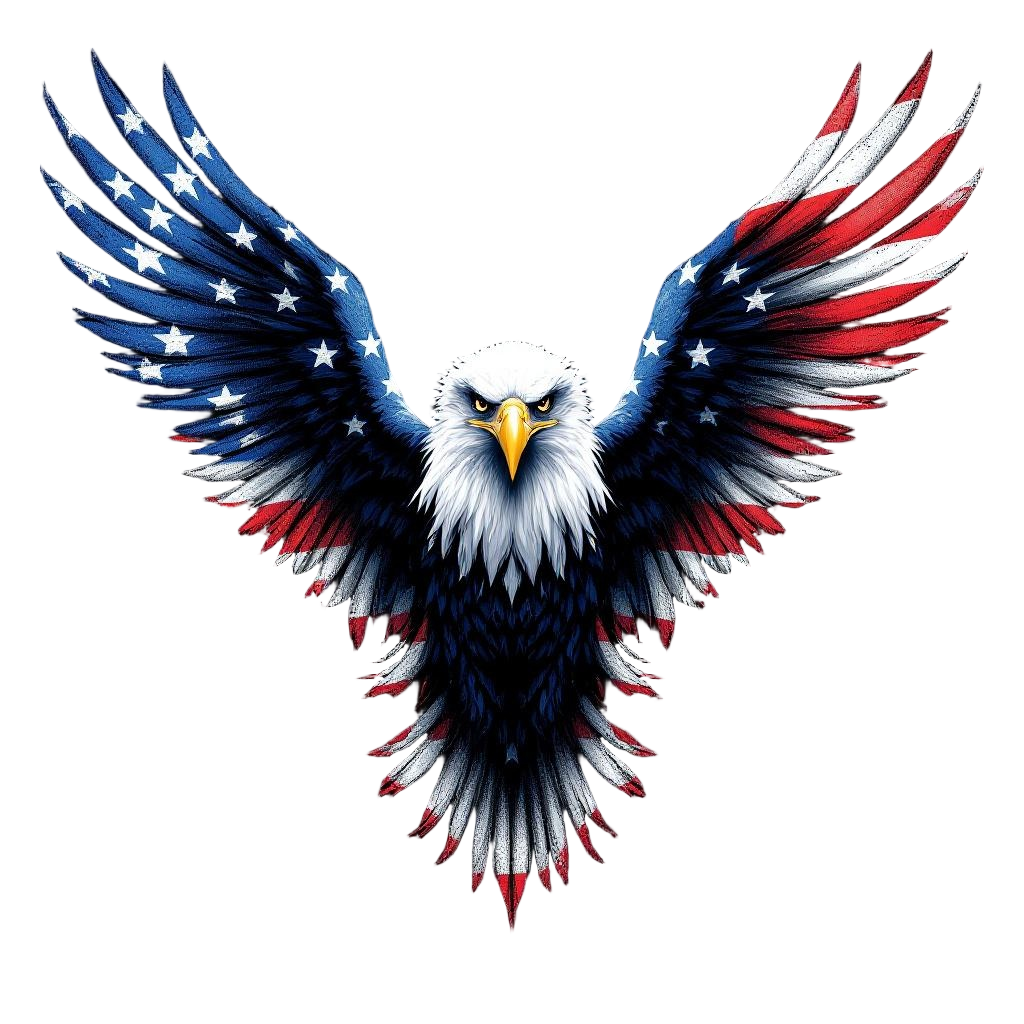 A Bald Eagle with Wings That Fade Into an American Flag Pattern