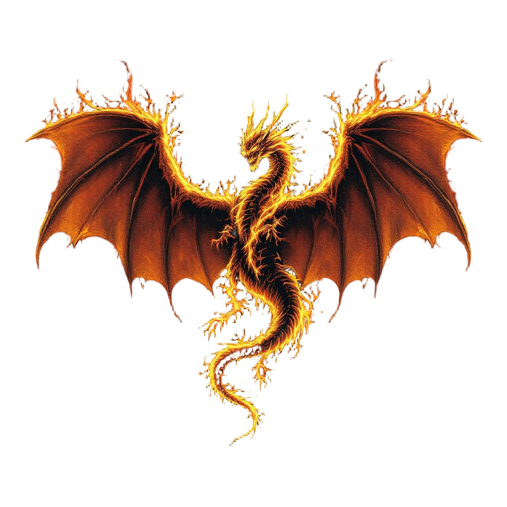 A dragon with demon bat wings wreathed in hellfire, the most fearsome beast of t