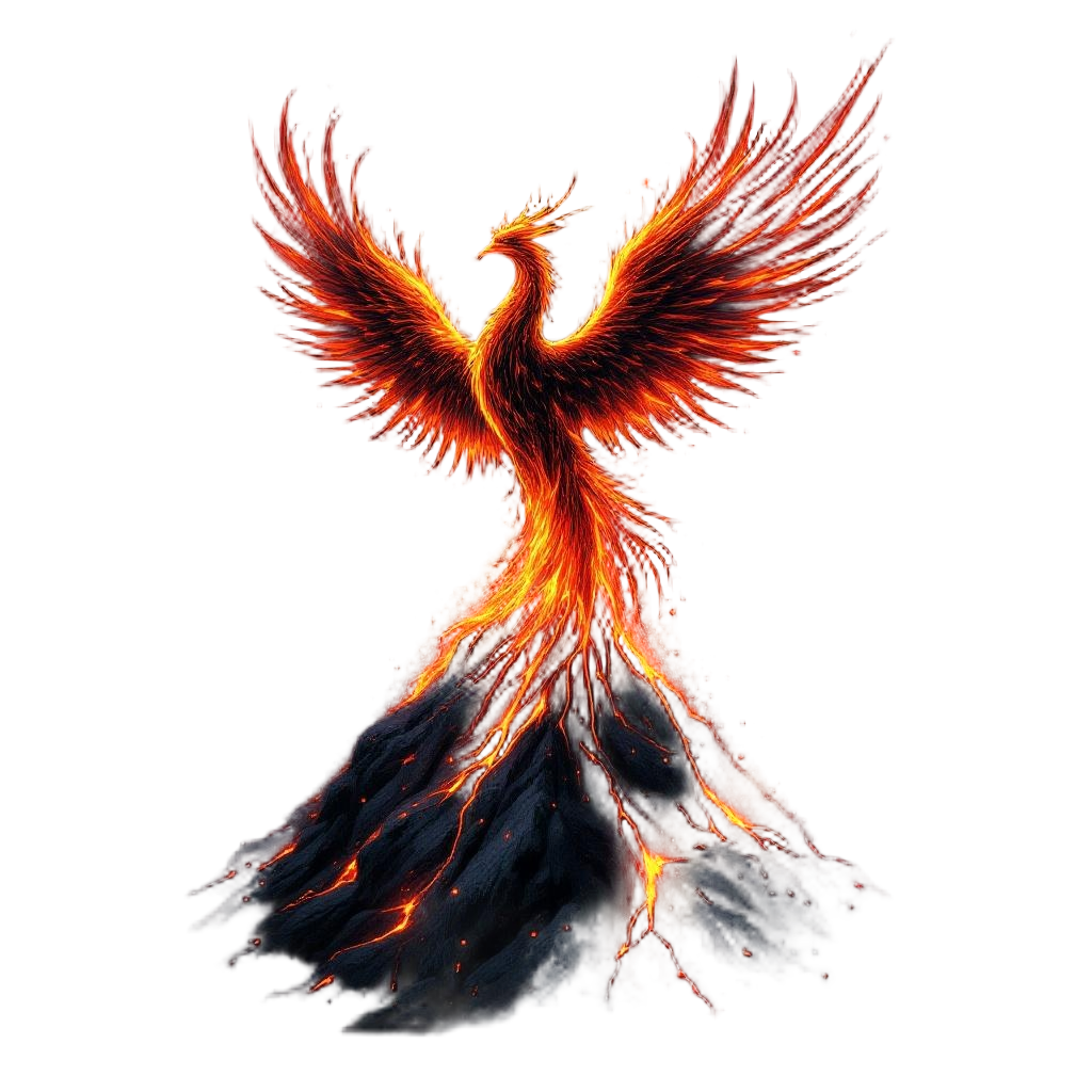 A Phoenix Made of Volcanic Lava and Ash